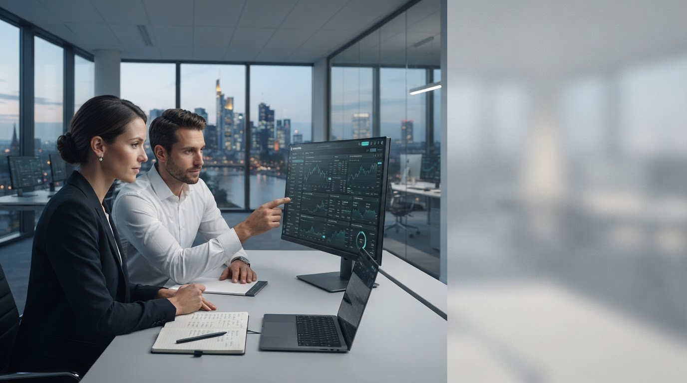 quomarkets Visualisierung eines stabilen Datentrends im Analyse-Grid